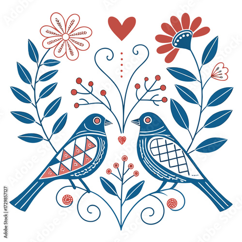 birds and flowers