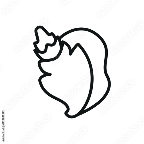 Seashell conch icon in simple line for marine, travel, and coastal projects.