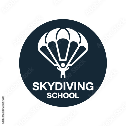 Skydiving School Logo Parachute Sport Extreme Jump School Education
