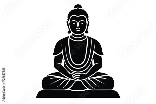 buddha statue silhouette icon. Vector clipart black illustration design