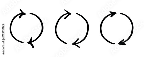 Set of hand drawn recycle arrow icon Recycling resources symbol Reuse of materials, zero waste, green environment, saving the planet