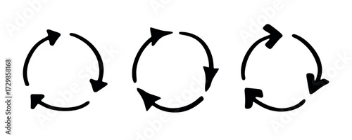 Set of hand drawn recycle arrow icon Recycling resources symbol Reuse of materials, zero waste, green environment, saving the planet