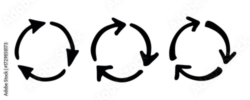 Set of hand drawn recycle arrow icon Recycling resources symbol Reuse of materials, zero waste, green environment, saving the planet