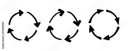 Set of hand drawn recycle arrow icon Recycling resources symbol Reuse of materials, zero waste, green environment, saving the planet