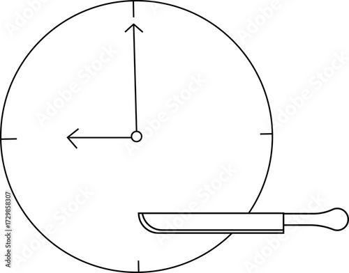 sketch of wall clock icon and knife icon
