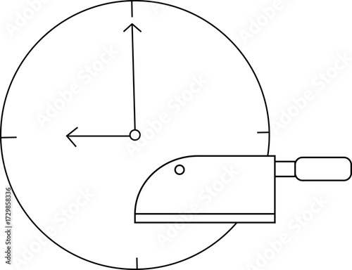 sketch of wall clock icon and butcher knife icon