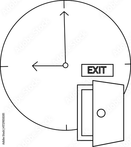 sketch of wall clock icon and exit icon