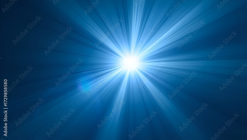 Obraz premium Radiant star flare – cool blue tones with sharp luminous rays and gentle glow. Abstract futuristic highlight ideal for tech, sci-fi, or frosty designs.