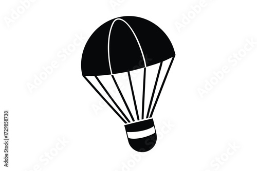 capsule parachute silhouette icon. Vector clipart black illustration design