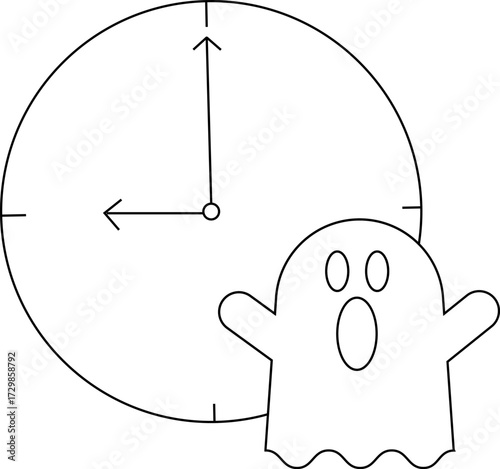 sketch of wall clock icon and ghost icon