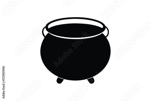cauldron pot silhouette icon. Vector clipart black illustration design