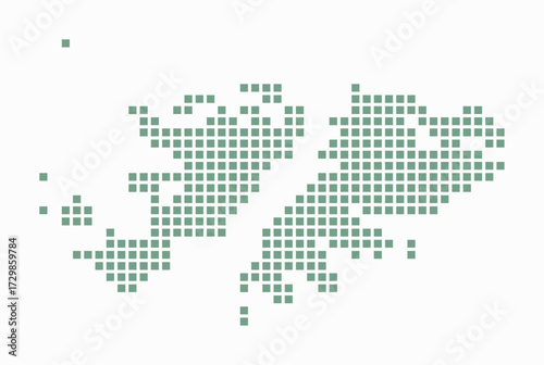 Falkland Islands dotted map. Digital style map of the country on white background. Falkland Islands shape with square dots. Colored dots style. Large size squares. Beautiful vector illustration.