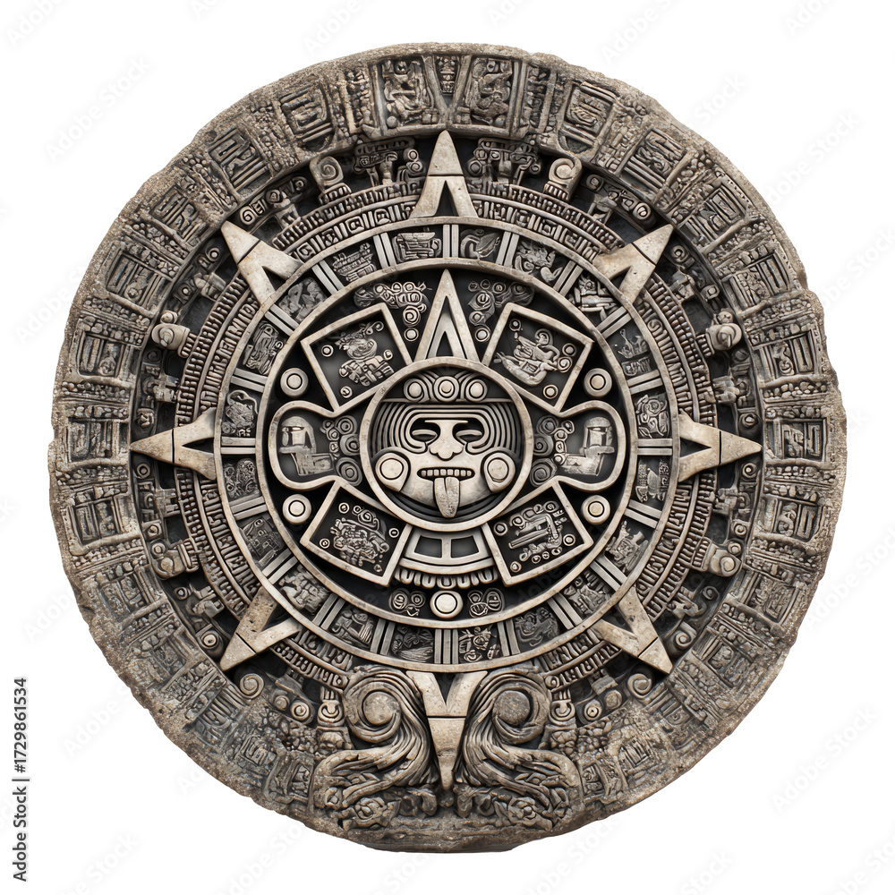 Naklejka premium Ancient Mayan calendar stone
