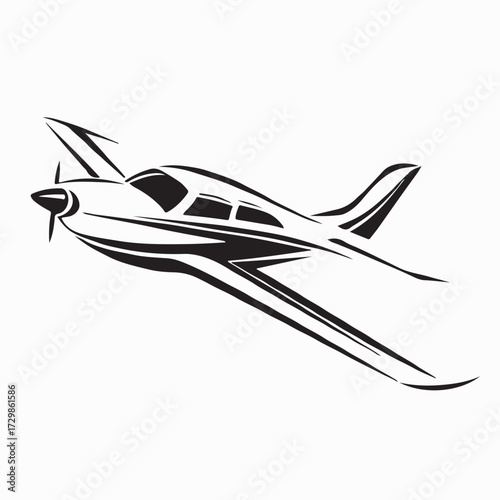 Biplane Retro Airplane Illustration Vintage Plane logo Vector on white background