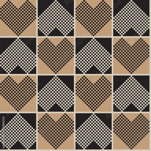 Heart shaped Fair Isle Seamless Pattern Design