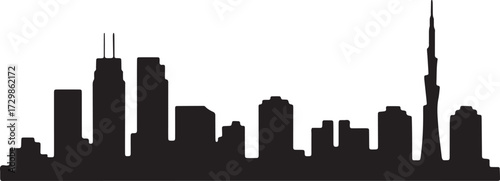 Toronto Skyline Black Silhouette Against Checkered Background Vector Illustration