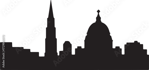 Madison Skyline Silhouette Vector Icon Cityscape Landmark On Transparent Background