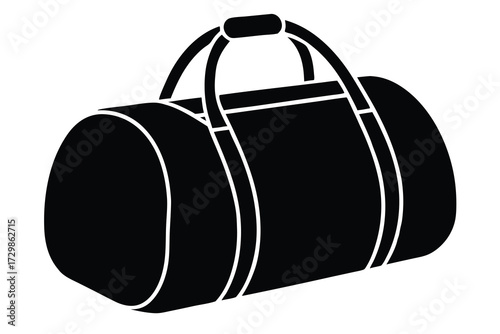 duffel bag silhouette icon. Vector clipart black illustration design