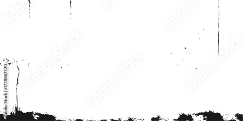Vintage floral silhouette grunge frame border design with dirty ink texture