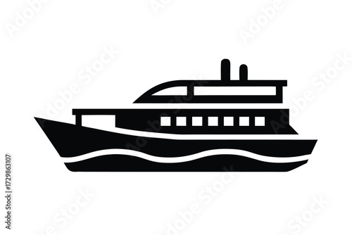 ferry boat silhouette icon. Vector clipart black illustration design
