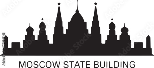 Moscow State Building Silhouette Vector Illustration Flat Design Russia Landmark