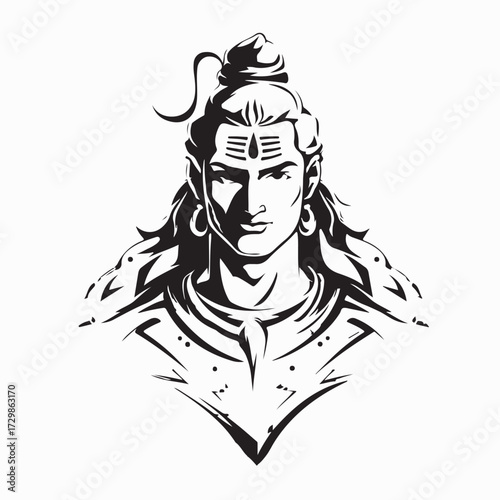 Spiritual Lord Shiva Cosmic Energy Vector Silhouette on white background