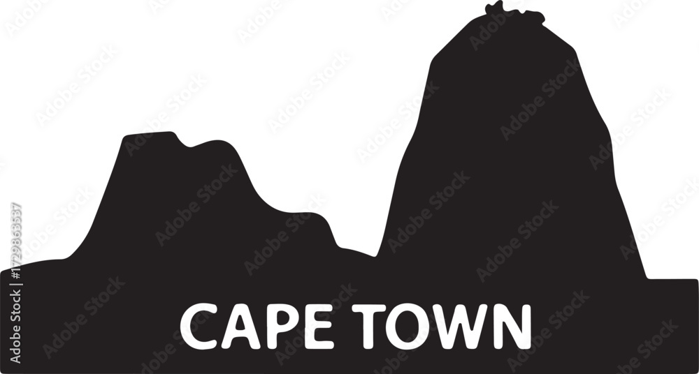 Fototapeta premium Cape Town Silhouette Black Isolated on Transparent Background
