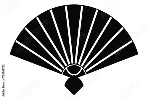 geisha fan silhouette icon. Vector clipart black illustration design