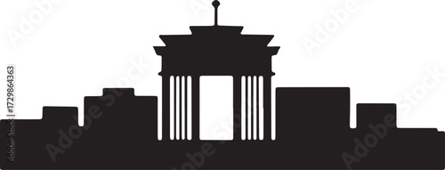 Silhouette Cityscape of Berlin Germany, Brandenburg Gate Landmark Vector Shape