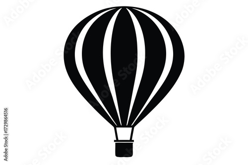 hot air balloon silhouette icon. Vector clipart black illustration design