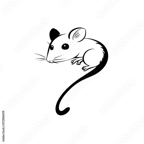 Sugar Glider. Sugar Glider simple black and white line art vector logo