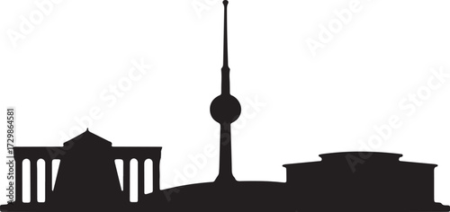 Berlin Skyline Silhouette on Transparent Background Black