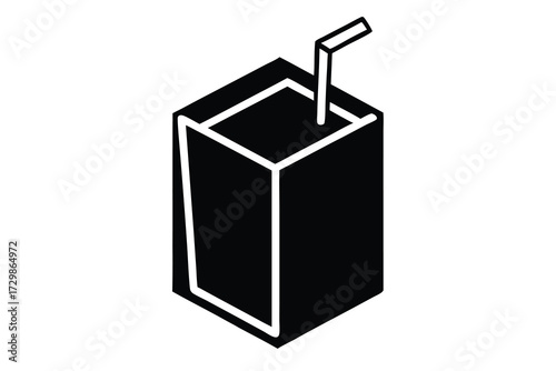 juice box silhouette icon. Vector clipart black illustration design