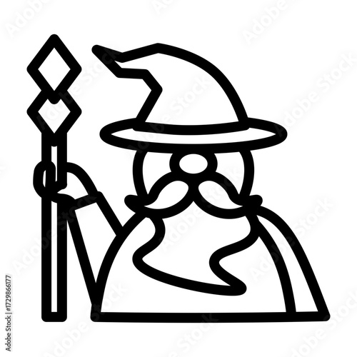 Wizard Vector Line Icon Design