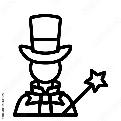Male Magician Vector Line Icon Design