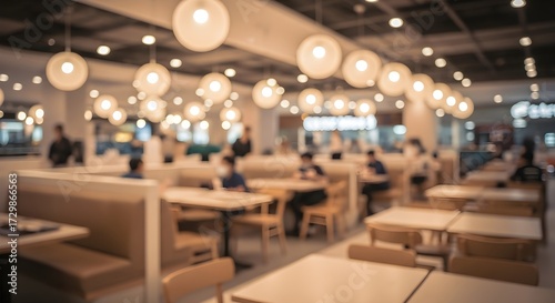 Abstract Blurry Food Court Interior - Dining and Urban Lifestyle Background