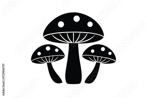 mushrooms silhouette icon. Vector clipart black illustration design