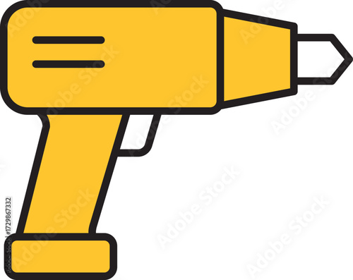 Yellow heat gun icon for industrial use
