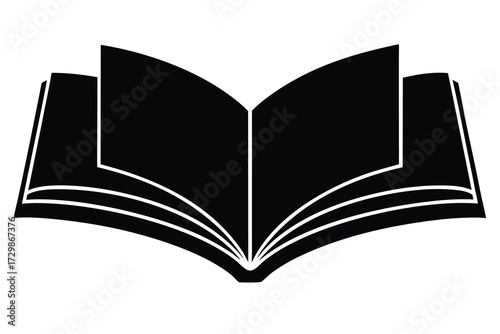 open book silhouette icon. Vector clipart black illustration design