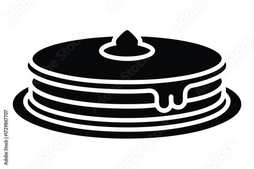 pancake silhouette icon. Vector clipart black illustration design