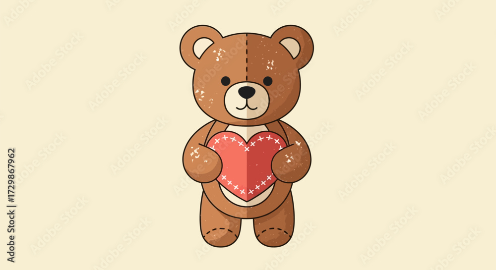 Fototapeta premium Adorable Teddy Bear Holding a Heart Symbolizing Love and Affection.