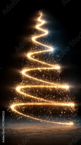 A mesmerizing image of a glowing Christmas tree composed of shimmering lights and sparkling effects, creating a festive and magical atmosphere perfect for holiday celebrations.