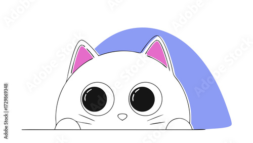 Cute baby kitten, funny cartoon vector illustration design character