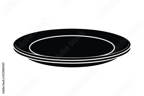plate silhouette icon. Vector clipart black illustration design