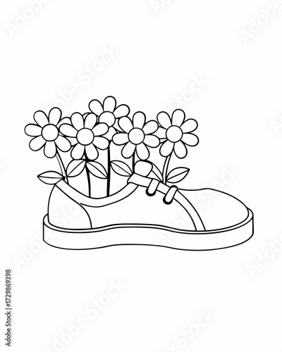 

Boot with Flowers  Coloring Page
