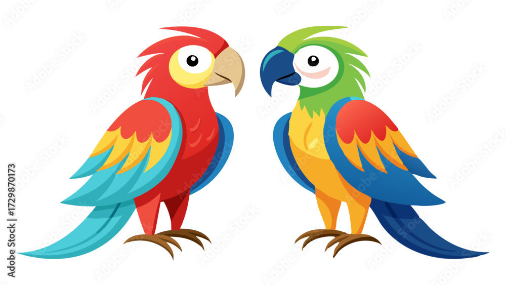 Obraz premium two parrots on white background