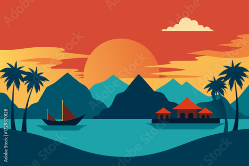 sunset on the sea