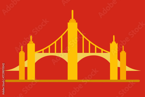vector illustration of a red bridge