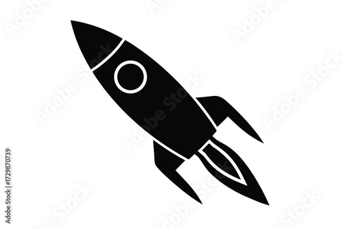 rocket booster silhouette icon. Vector clipart black illustration design