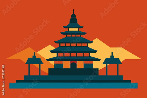 buddhist temple silhouette